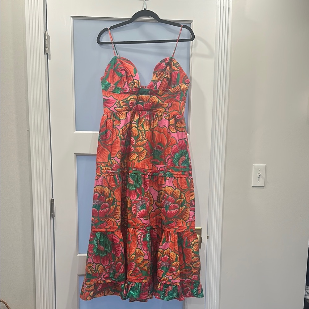 Farm Rio Tiered Midi Dress M